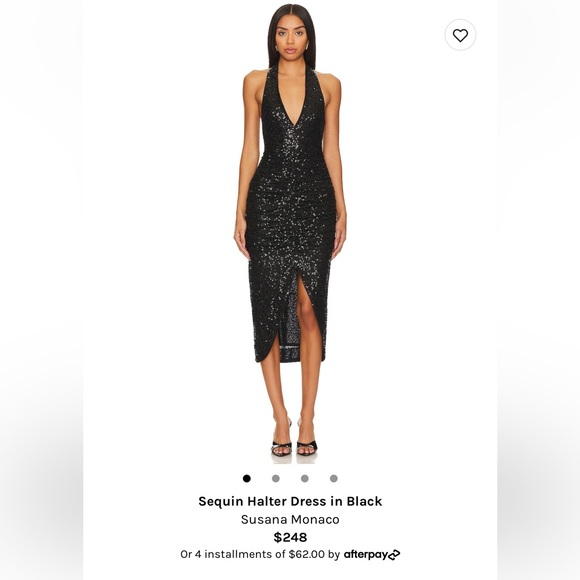 Susana Monaco x Revolve Sequin Halter Dress in Black - Picture 6 of 6